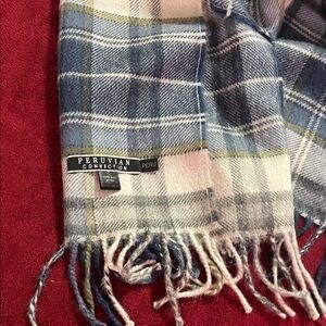 Peruvian Connection Blue and White Checkered Scarf